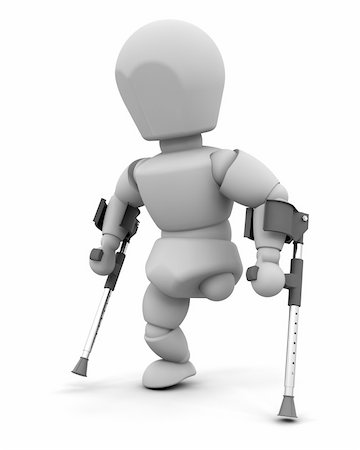 3d render of an amputee on crutches Stock Photo - Budget Royalty-Free & Subscription, Code: 400-04199967