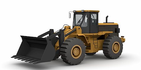 Black and yellow bulldozer isolated on white Stock Photo - Budget Royalty-Free & Subscription, Code: 400-04199987