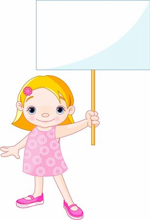 festa del papà - Cute girl holding a blank sign for your message Fotografie stock - Microstock e Abbonamento, Codice: 400-04190229