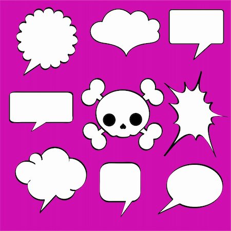 Comics style speech bubbles / balloons on magenta background Stock Photo - Budget Royalty-Free & Subscription, Code: 400-04190237