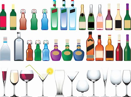 sharpner (artist) - Different bottles, cups and glasses Stockbilder - Microstock & Abonnement, Bildnummer: 400-04190348