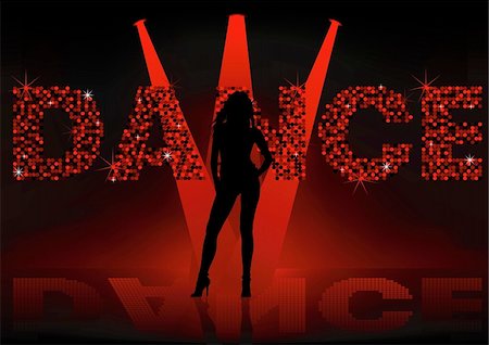 showgirl stage - Dance Wallpaper - Girl silhouette, Background illustration, vector Stock Photo - Budget Royalty-Free & Subscription, Code: 400-04190351