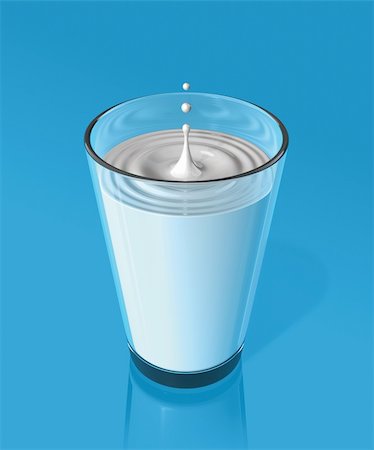 simsearch:400-04817988,k - drop of milk splashing and making ripple in a glass. 3D illustration Stockbilder - Microstock & Abonnement, Bildnummer: 400-04190544