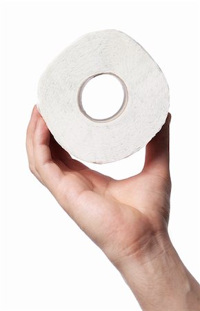 Man holding a roll of white toilet paper in his hand Fotografie stock - Microstock e Abbonamento, Codice: 400-04190684