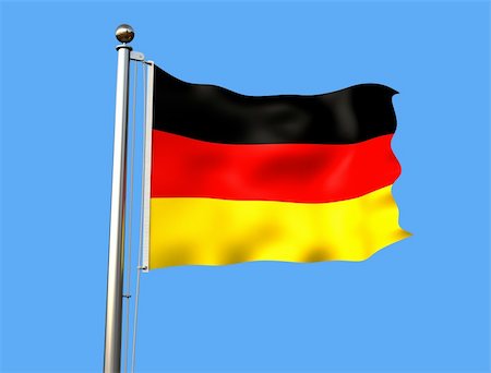 simsearch:400-04186091,k - Germany  flag against blue sky - rendering Stock Photo - Budget Royalty-Free & Subscription, Code: 400-04190701