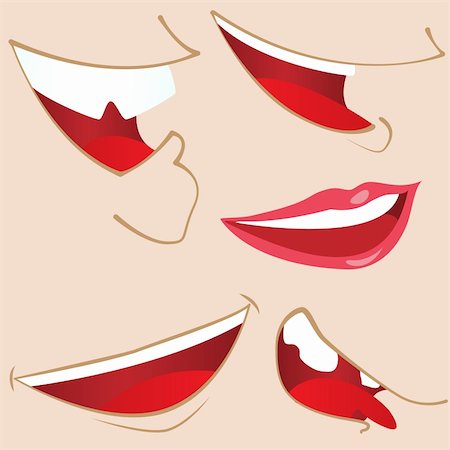 Set of 5 cartoon mouths. Editable Vector Illustration Stock Photo - Budget Royalty-Free & Subscription, Code: 400-04190737