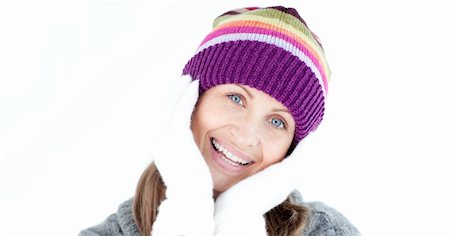 Positive woman looking at the camera against a white background Stock Photo - Budget Royalty-Free & Subscription, Code: 400-04190869