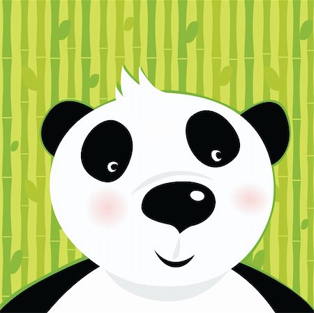 simsearch:400-04842067,k - Stylized vector illustration of cute panda bear. Bamboo trees in background behind animal. Photographie de stock - Aubaine LD & Abonnement, Code: 400-04191002