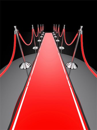 3d rendered illustration of a red carpet and metal barriers Stock Photo - Budget Royalty-Free & Subscription, Code: 400-04191089