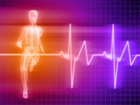 simsearch:400-04068515,k - 3d rendered illustration of a running skeleton with heartbeat Stock Photo - Budget Royalty-Free & Subscription, Code: 400-04191282