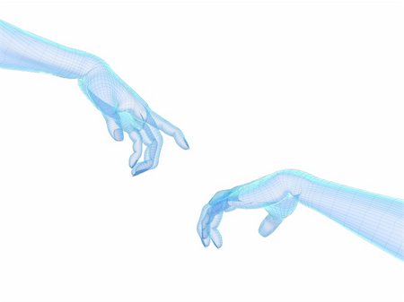 de vinci - 3d rendered illustration of two human hands Photographie de stock - Aubaine LD & Abonnement, Code: 400-04191353