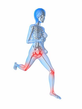 simsearch:400-04683335,k - 3d rendered illustration of a running female skeleton with highlighted joints Stock Photo - Budget Royalty-Free & Subscription, Code: 400-04191531