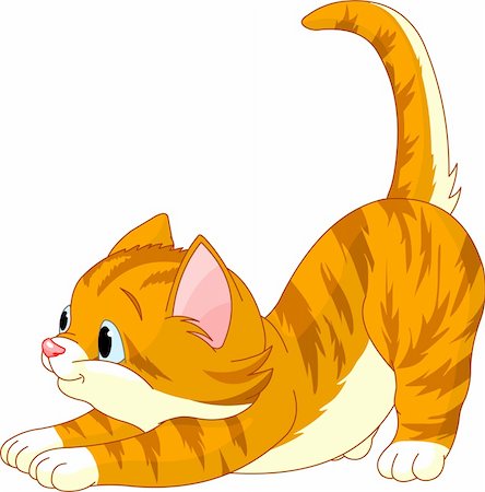 simsearch:400-04191589,k - Cute red hair Cat stretching against white background Stock Photo - Budget Royalty-Free & Subscription, Code: 400-04191589