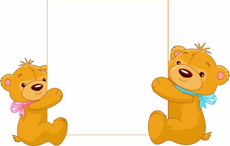 simsearch:400-04665876,k - Illustration of two cartoon Teddy bears holding a blank sign ready for you to input text of your choice Foto de stock - Super Valor sin royalties y Suscripción, Código: 400-04191583