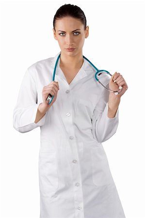 simsearch:400-04178933,k - smiling medical doctor woman with stethoscope Isolated over white background Stock Photo - Budget Royalty-Free & Subscription, Code: 400-04191605