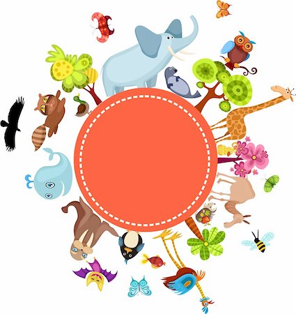 vector illustration of a colorful animal card Photographie de stock - Aubaine LD & Abonnement, Code: 400-04192149