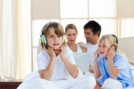 Animated children having fun and listening music at home Stock Photo - Budget Royalty-Free & Subscription, Code: 400-04193122
