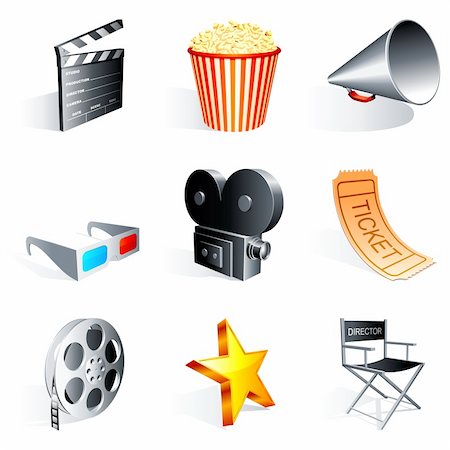 simsearch:400-04864394,k - Set of 9 movie icons. Photographie de stock - Aubaine LD & Abonnement, Code: 400-04193580