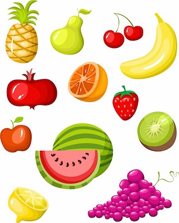 simsearch:400-04153397,k - Vektor-Illustration einer Menge Obst Stockbilder - Microstock & Abonnement, Bildnummer: 400-04193604