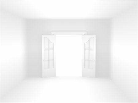 Open door in white room Stock Photo - Budget Royalty-Free & Subscription, Code: 400-04193651