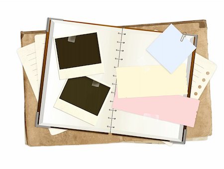 simsearch:400-04914530,k - Grunge background with notebook and photos Stockbilder - Microstock & Abonnement, Bildnummer: 400-04193661