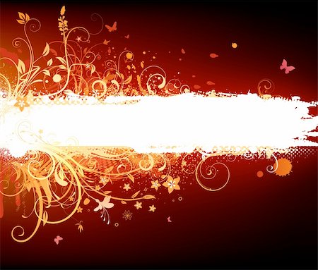 Illustration vectorielle de funky Grunge futuriste fond rouge avec brillant bannière décoratif floral Photographie de stock - Aubaine LD & Abonnement, Code: 400-04193702