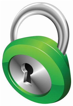 protection vector - A shiny silver and green steel metallic security padlock vector illustration with dynamic perspective. Can be used as an icon or illustration in its own right. Stock Photo - Budget Royalty-Free & Subscription, Code: 400-04193719