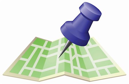 An illustration of a street map with drawing push pin. Can be used as an icon or illustration in its own right. Stock Photo - Budget Royalty-Free & Subscription, Code: 400-04193720