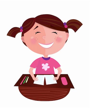 Small girl posing in classroom. She is learning to read - she is study hard and doing homework. Stock Photo - Budget Royalty-Free & Subscription, Code: 400-04193983
