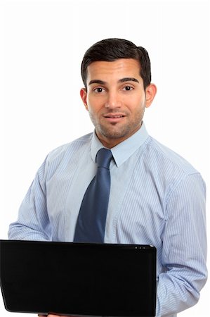 simsearch:400-04204942,k - A businessman, office worker or IT consultant using a laptop computer.  White background. Stock Photo - Budget Royalty-Free & Subscription, Code: 400-04204135