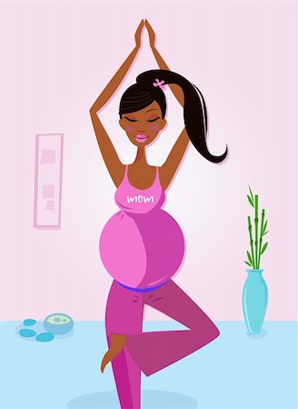 Preparation to be mom - pregnant woman practicing yoga excercise. Vector Illustration. Stock Photo - Budget Royalty-Free & Subscription, Code: 400-04204180