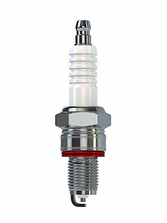 electric spark - Spark Plug on white background.  3d rendering. Stock Photo - Budget Royalty-Free & Subscription, Code: 400-04204317