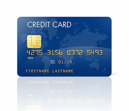 simsearch:400-04152511,k - Blue credit card with world map - isolated on white with clipping path Stock Photo - Budget Royalty-Free & Subscription, Code: 400-04204358