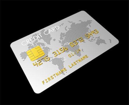 simsearch:400-04376788,k - silver credit card isolated on black with clipping path Stock Photo - Budget Royalty-Free & Subscription, Code: 400-04204379