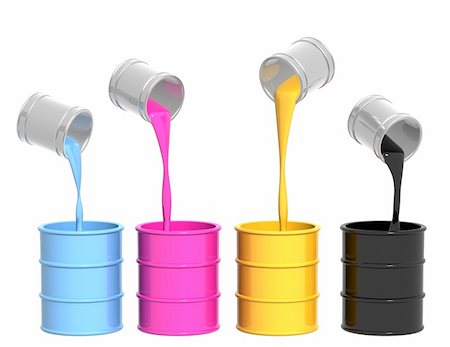 falling paint bucket - Conceptual image - a palette CMYK. Objects over white Stock Photo - Budget Royalty-Free & Subscription, Code: 400-04204642