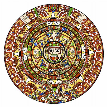 Maya calendar illustration - over white Photographie de stock - Aubaine LD & Abonnement, Code: 400-04204654