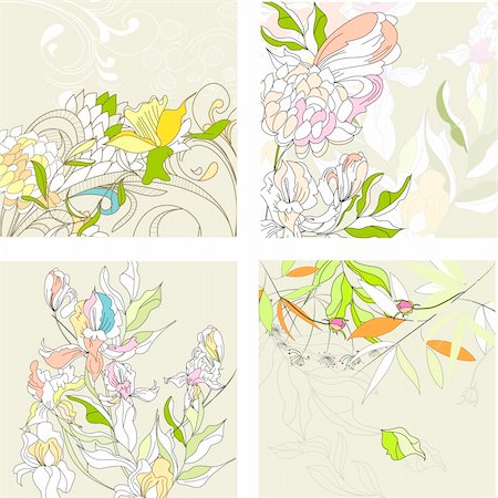 simsearch:400-07035863,k - Set1 with floral background Stockbilder - Microstock & Abonnement, Bildnummer: 400-04204663