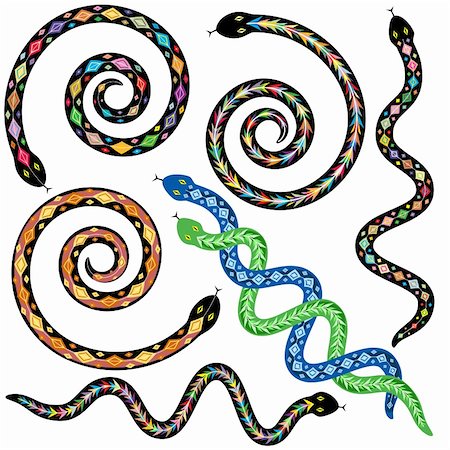 Set of colorful editable vector snakes designs Stock Photo - Budget Royalty-Free & Subscription, Code: 400-04204687