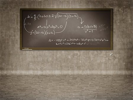 Blackboard on wall with mathematics calculation Stock Photo - Budget Royalty-Free & Subscription, Code: 400-04204987