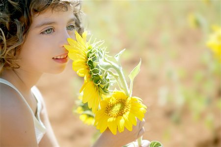 rural american and family - Beautiful little girl in a summer sunflower colorful field Stock Photo - Budget Royalty-Free & Subscription, Code: 400-04205473