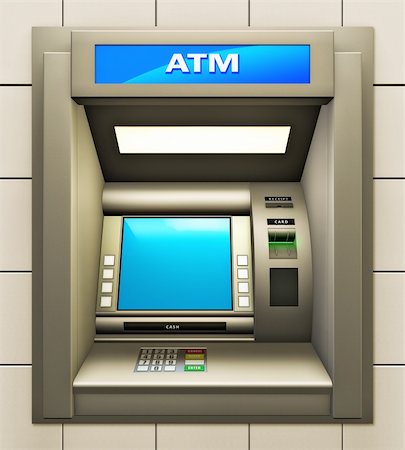 Illustration of cash machine. Made in 3d. Fotografie stock - Microstock e Abbonamento, Codice: 400-04205789