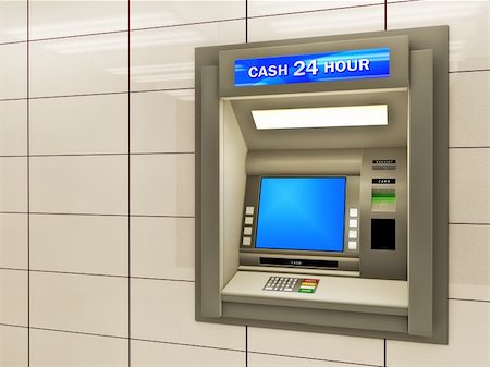 Illustration of cash machine. Made in 3d. Fotografie stock - Microstock e Abbonamento, Codice: 400-04205790