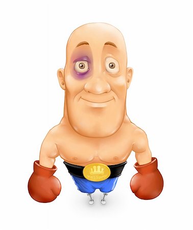 Boxer man with black eye and winner belt Stock Photo - Budget Royalty-Free & Subscription, Code: 400-04205934