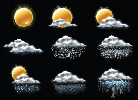 sun rain wind cloudy - Set of the weather forecast related icons Stock Photo - Budget Royalty-Free & Subscription, Code: 400-04205962