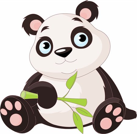 Illustration of cute panda with bamboo branch Stock Photo - Budget Royalty-Free & Subscription, Code: 400-04206056