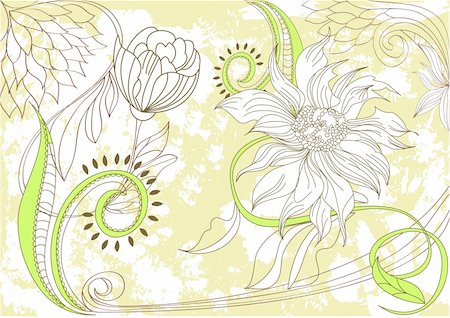 simsearch:400-07035863,k - Retro stylized floral background Stockbilder - Microstock & Abonnement, Bildnummer: 400-04206140