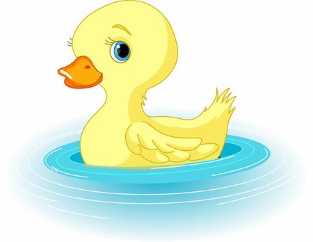 Clip-art illustration of the swimming yellow duckling Stock Photo - Budget Royalty-Free & Subscription, Code: 400-04206355