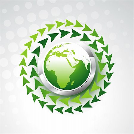 fresh world leaf - vector green earth with arrow in sides Photographie de stock - Aubaine LD & Abonnement, Code: 400-04206396