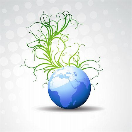 beautiful vector earth with flourish background Stock Photo - Budget Royalty-Free & Subscription, Code: 400-04206398