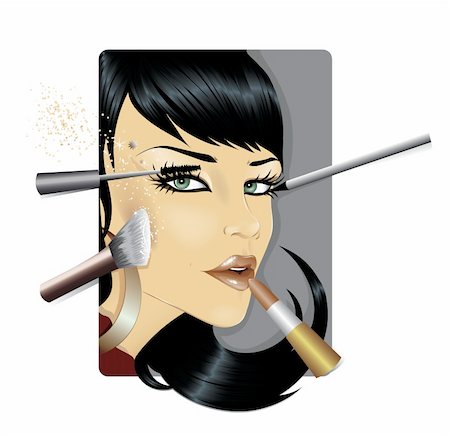Vector illustration of a fashion model face for make up Stock Photo - Budget Royalty-Free & Subscription, Code: 400-04206455